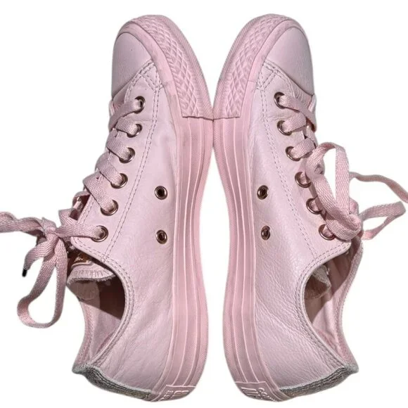 Converse Chuck Taylor All Star Low Pink Leather Rose Gold Accents Size 7 - Picture 2 of 10